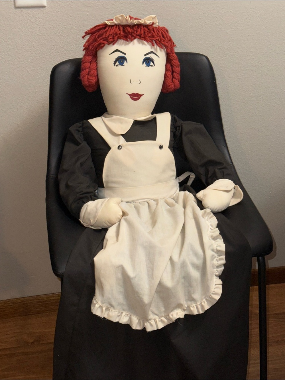 Maid red hair black outfit 4 ft long sitting decoration